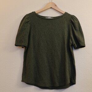 LOFT Textured Top Green Floral M